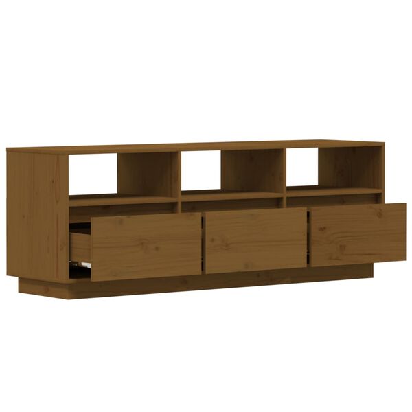 vidaXL Έπιπλο Τηλεόρασης Καφέ Μελί 140x37x50 εκ. από Μασίφ Ξύλο Πεύκου