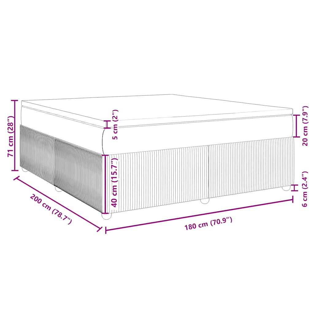 vidaXL Κρεβάτι Boxspring με Στρώμα Σκούρο Καφέ 180x200 εκ Υφασμάτινο