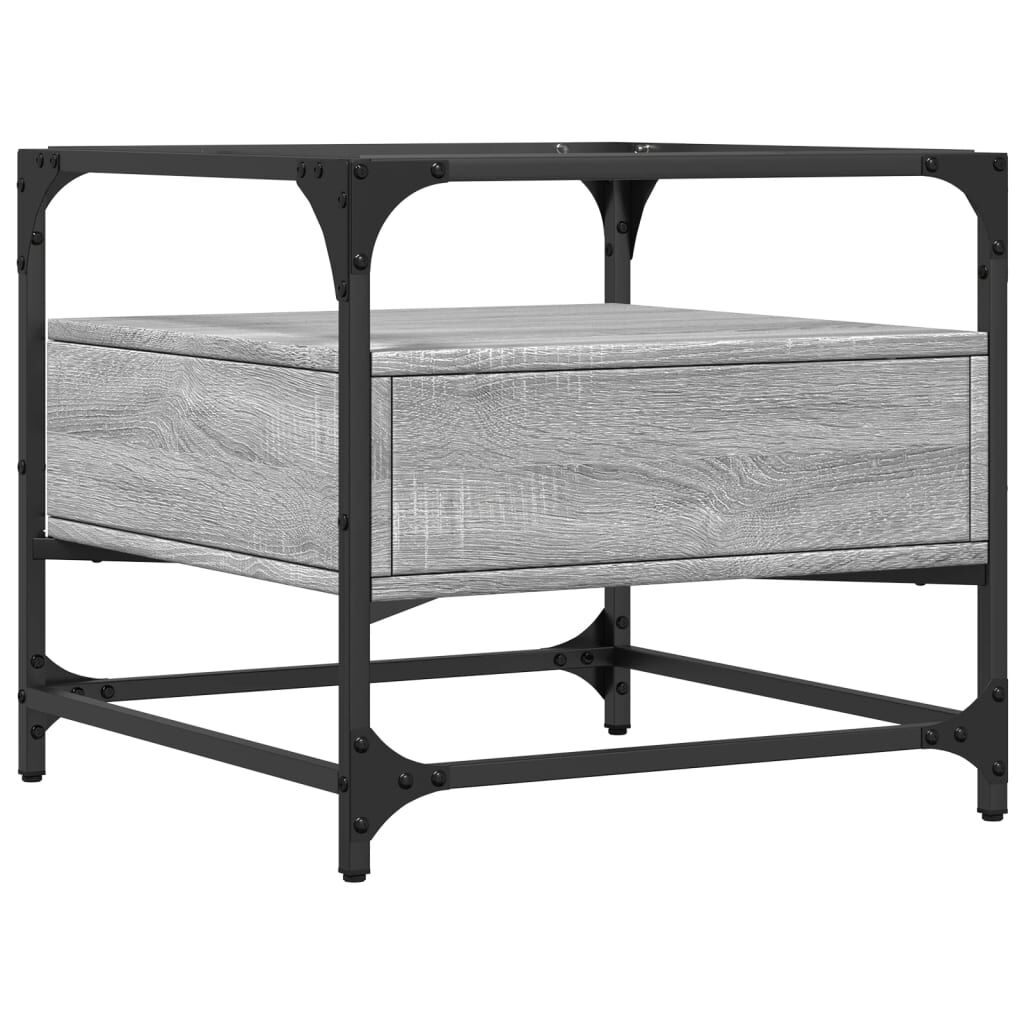 vidaXL Τραπεζάκι Σαλονιού Sonoma Γκρι 50x50x45 εκ. με Γυάλινες Πόρτες