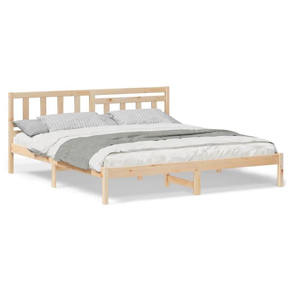 vidaXL Σκελετός Κρεβατιού Καφέ 200 x 200 cm Μασίφ ξύλο πεύκου