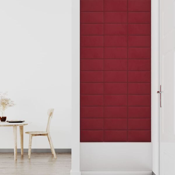 vidaXL Πάνελ Τοίχου 12 τεμ. μπορντό 30 x 15 εκ. 0,54 μ² Βελούδινα