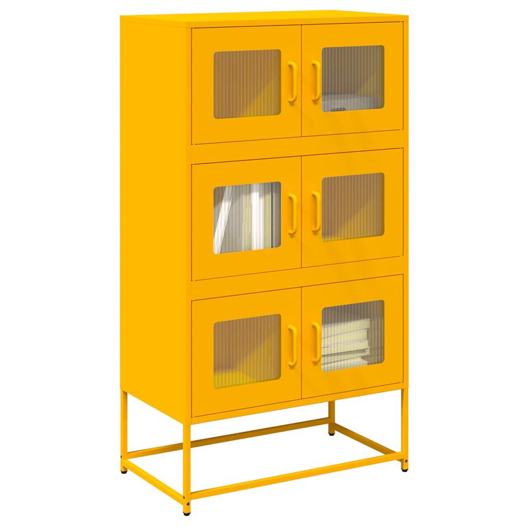 vidaXL Highboard Μουστάρδα κίτρινη 68x39x123 cm Χάλυβας