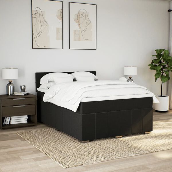 vidaXL &Kappa;&rho;&epsilon;&beta;ά&tau;&iota; Boxspring &mu;&epsilon; &Sigma;&tau;&rho;ώ&mu;&alpha; &Mu;&alpha;ύ&rho;&omicron; 160x200 &epsilon;&kappa;. &Upsilon;&phi;&alpha;&sigma;&mu;ά&tau;&iota;&nu;&omicron;