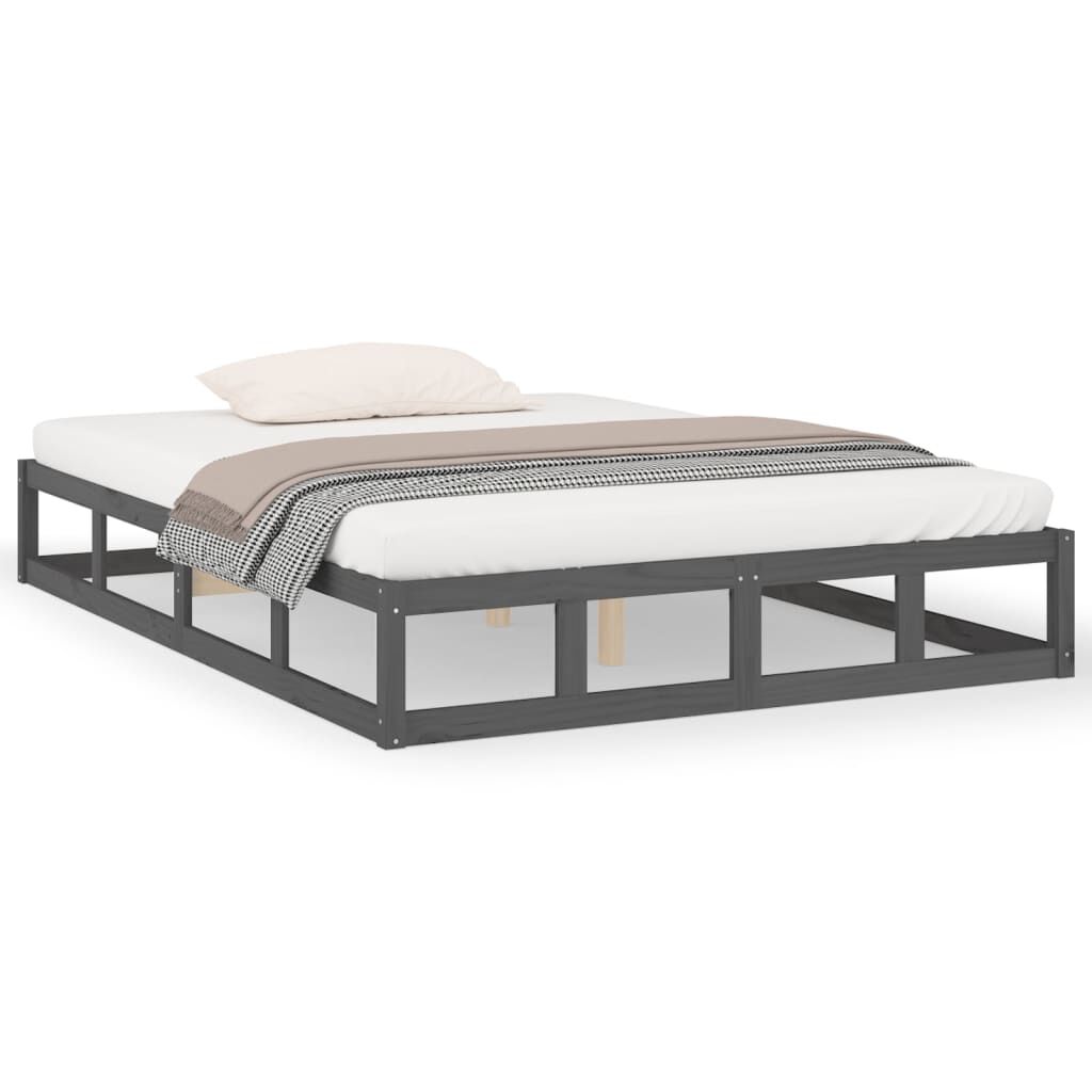 vidaXL Πλαίσιο Κρεβατιού Γκρι 150 x 200 εκ. Μασίφ Ξύλο King Size