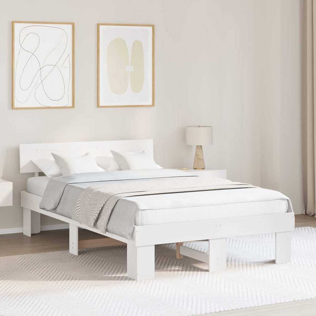 vidaXL Σκελετός Κρεβατιού Λευκό 120 x 190 cm Μασίφ ξύλο πεύκου