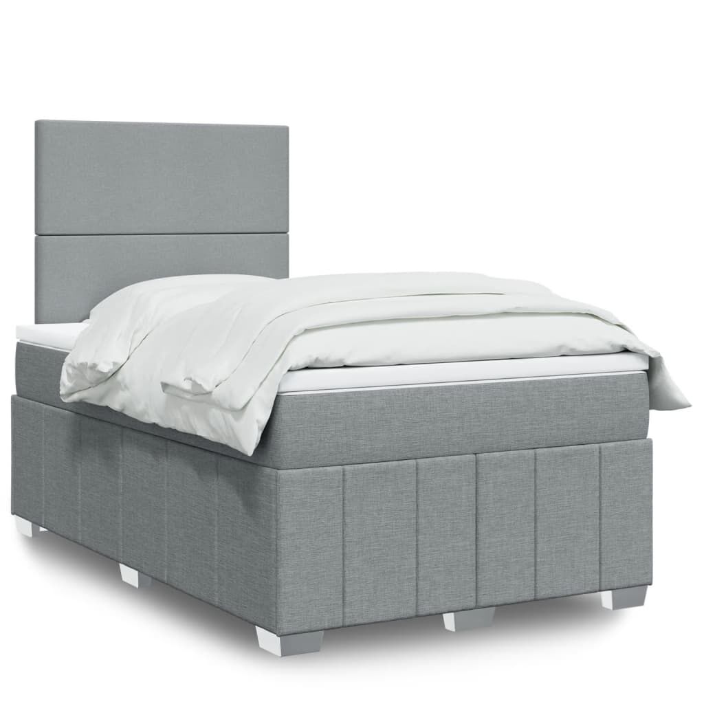vidaXL Κρεβάτι Boxspring με Στρώμα Ανοιχτό Γκρι 120x190 εκ. Υφασμάτινο