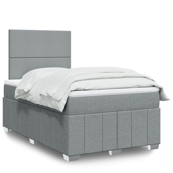 vidaXL Κρεβάτι Boxspring με Στρώμα Ανοιχτό Γκρι 120x190 εκ. Υφασμάτινο