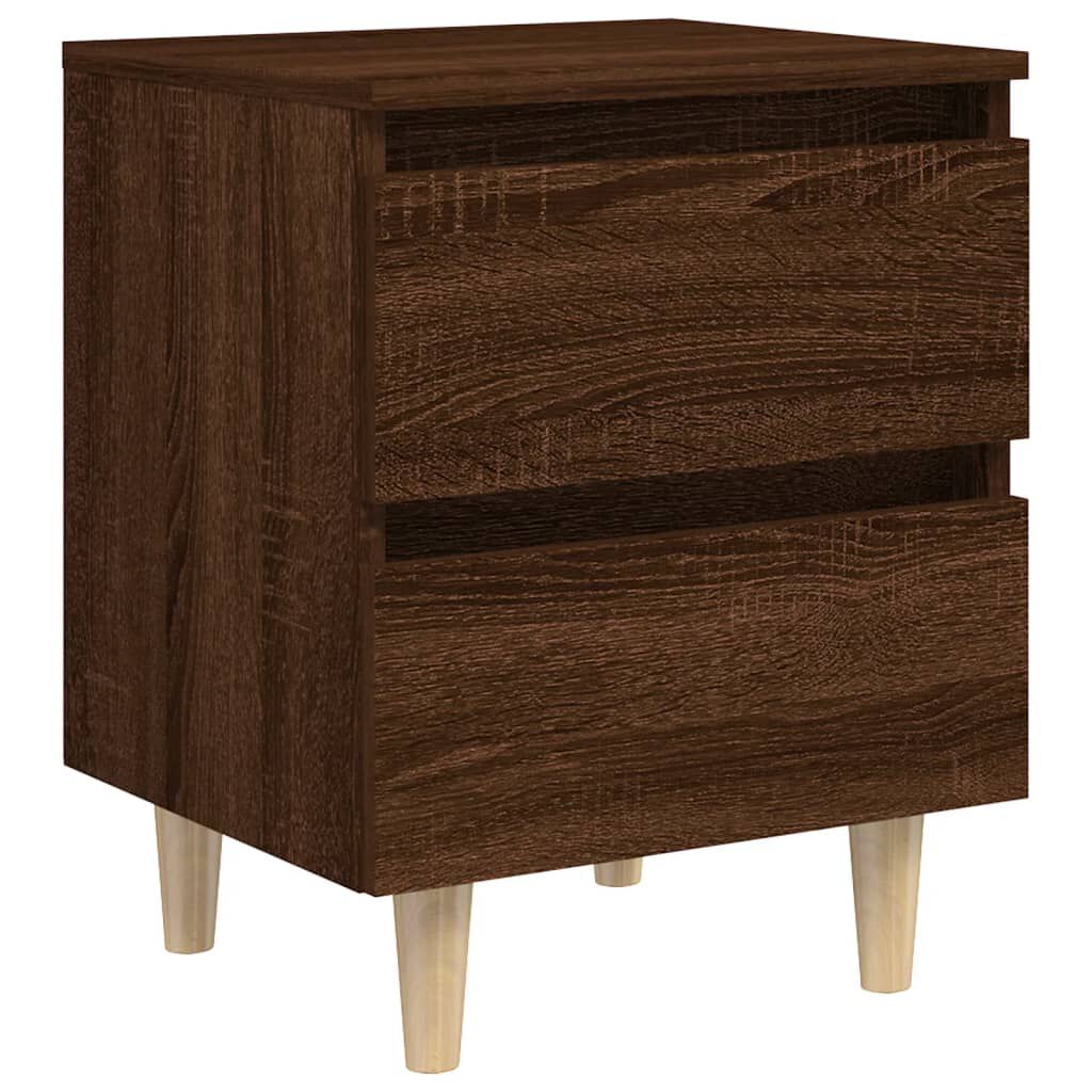 vidaXL Κομοδίνο Καφέ Δρυς 40 x 35 x 50 εκ. με Μασίφ Ξύλινα Πόδια