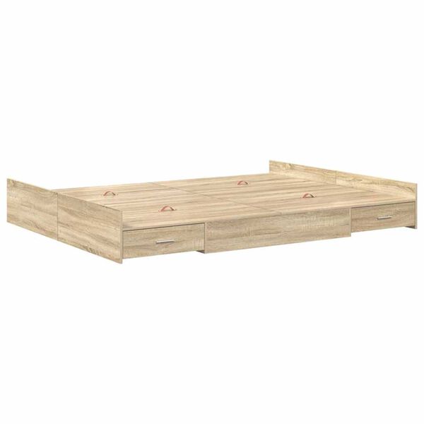 vidaXL Κρεβάτι με αποθηκευτικό χώρο Sonoma Δρυς 140 x 190 cm