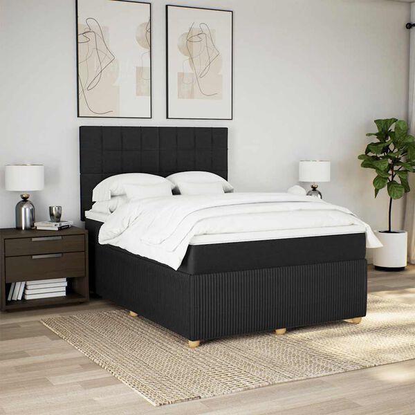 vidaXL &Kappa;&rho;&epsilon;&beta;ά&tau;&iota; Boxspring &mu;&epsilon; &Sigma;&tau;&rho;ώ&mu;&alpha; &Mu;&alpha;ύ&rho;&omicron; 140x200 &epsilon;&kappa;. &Upsilon;&phi;&alpha;&sigma;&mu;ά&tau;&iota;&nu;&omicron;