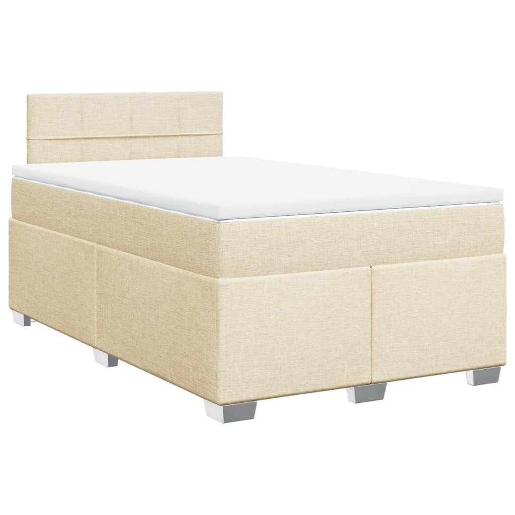 vidaXL Κρεβάτι Boxspring με Στρώμα Κρεμ 120x200 εκ. Υφασμάτινο