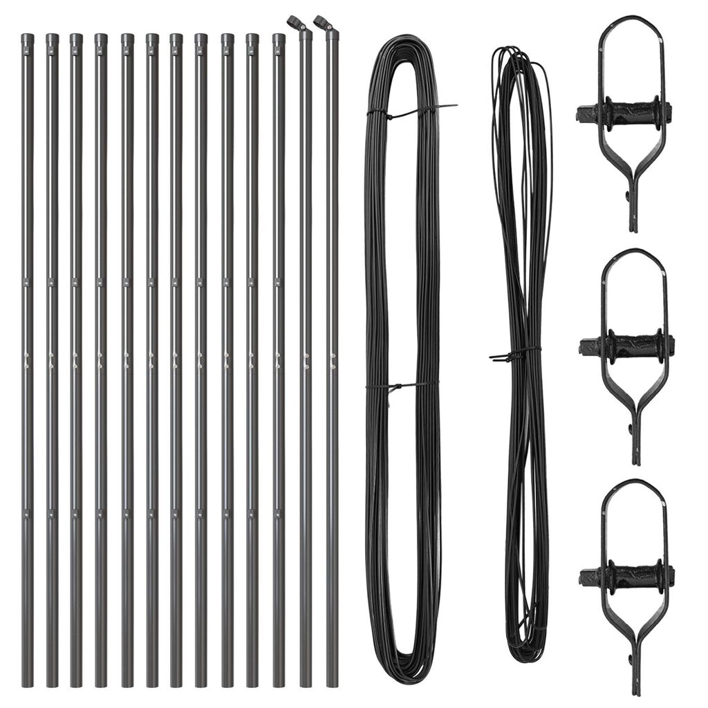 vidaXL Στάντ Φence 13 τεμ Γκρι Ø32 mm 210 cm Γαλβανισμένο Χάλυβα