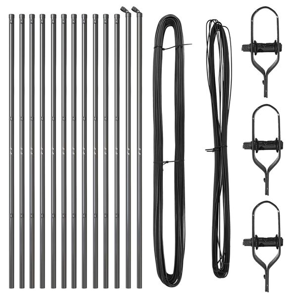 vidaXL Στάντ Φence 13 τεμ Γκρι Ø32 mm 210 cm Γαλβανισμένο Χάλυβα