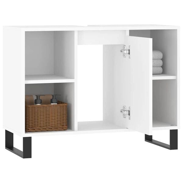 vidaXL Ντουλάπι Μπάνιου Λευκό 80 x 33 x 60 εκ. Επεξεργασμένο Ξύλο