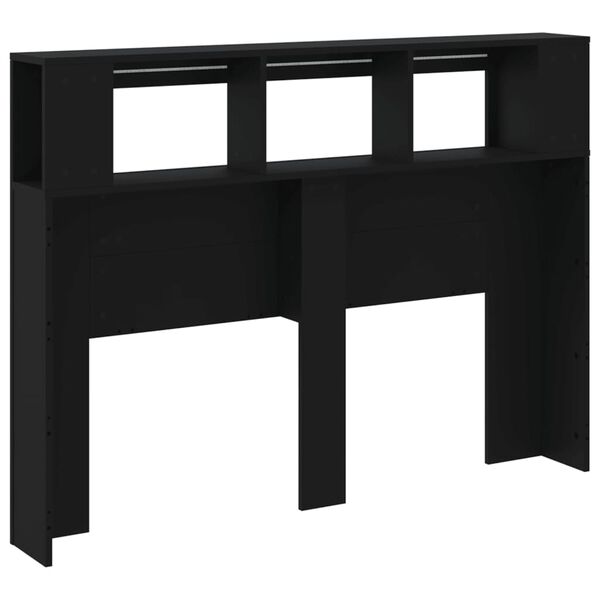 vidaXL Κεφαλάρι Κρεβατιού με LED Μαύρο 140x18,5x103,5 εκ Επεξεργ. Ξύλο