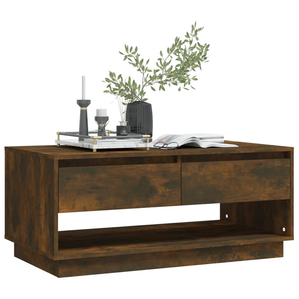 vidaXL Τραπεζάκι Σαλονιού Καπνιστή Δρυς 102,5x55x44 εκ. Επεξ. Ξύλο