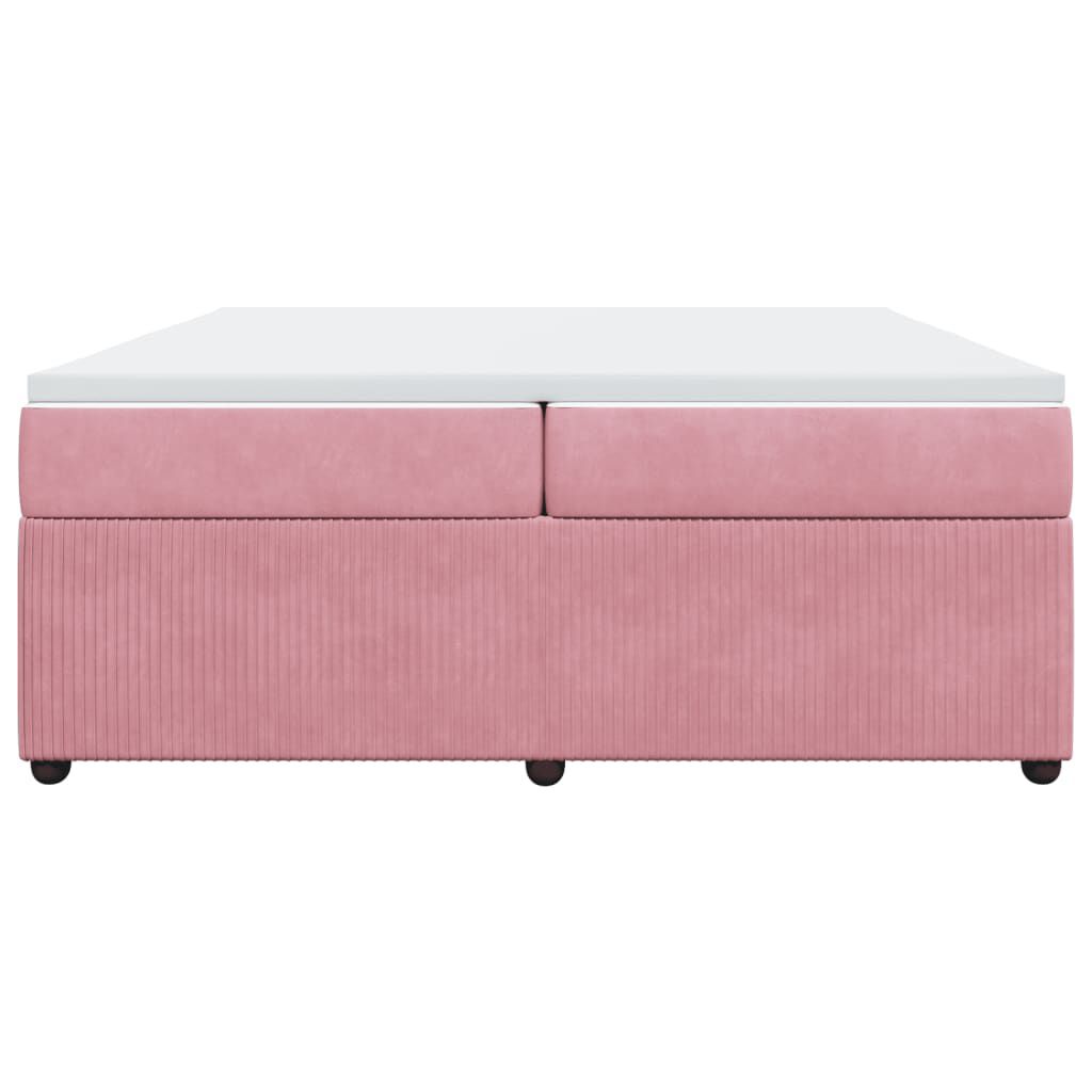 vidaXL Κρεβάτι Boxspring με Στρώμα Ροζ 200x200 εκ. Βελούδινο