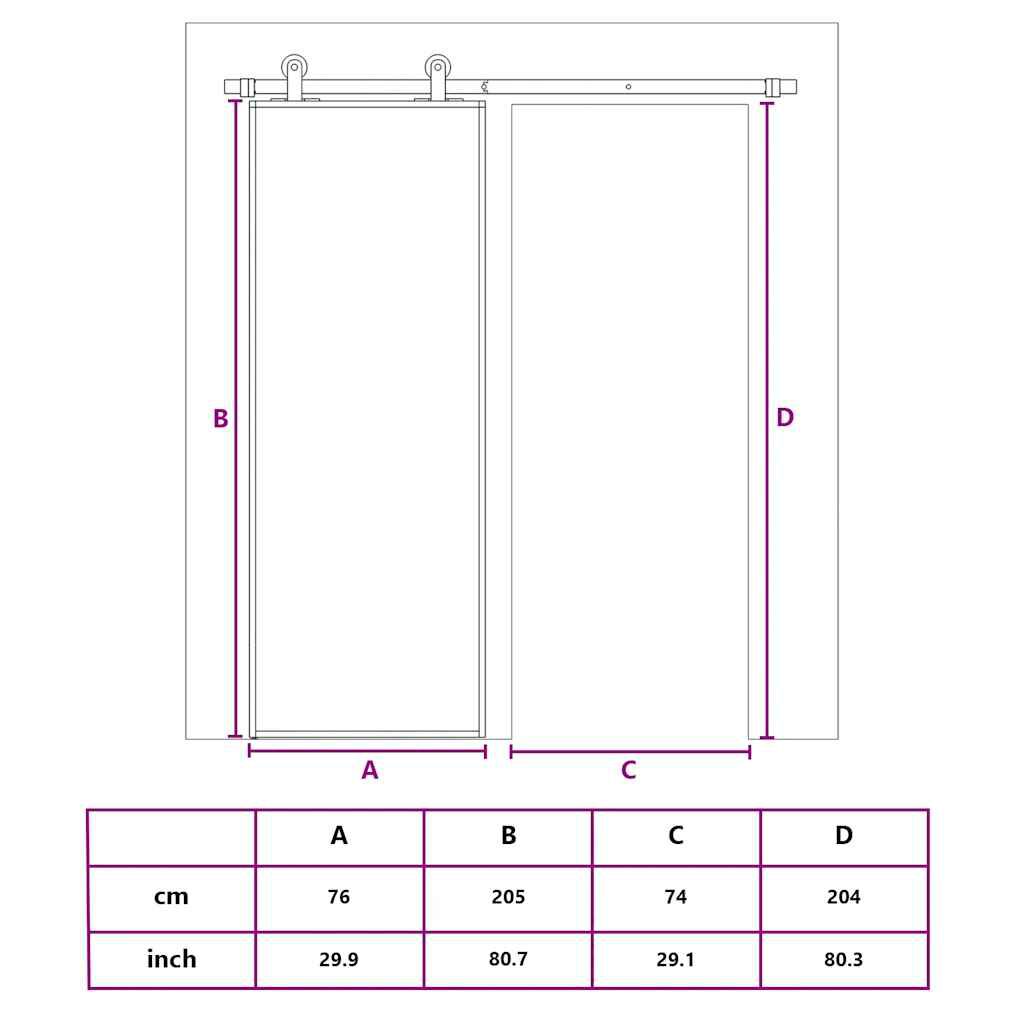 vidaXL Συρόμενη Πόρτα Μαύρη Αμμοβολή 76 x 205 εκ. Γυαλί ESG/Αλουμίνιο