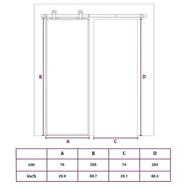 vidaXL Συρόμενη Πόρτα Μαύρη Αμμοβολή 76 x 205 εκ. Γυαλί ESG/Αλουμίνιο