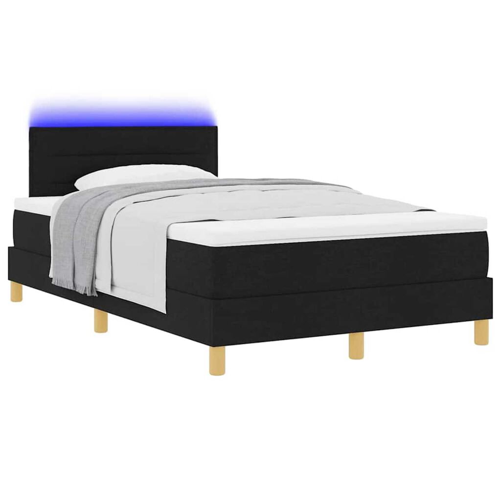 vidaXL Κρεβάτι με ελατήρια με στρώμα Μαύρο 120 x 190 cm ύφασμα
