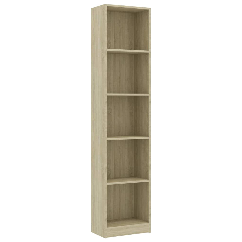 vidaXL Βιβλιοθήκη με 5 Ράφια Sonoma Δρυς 40x24x175 εκ. Επεξ. Ξύλο