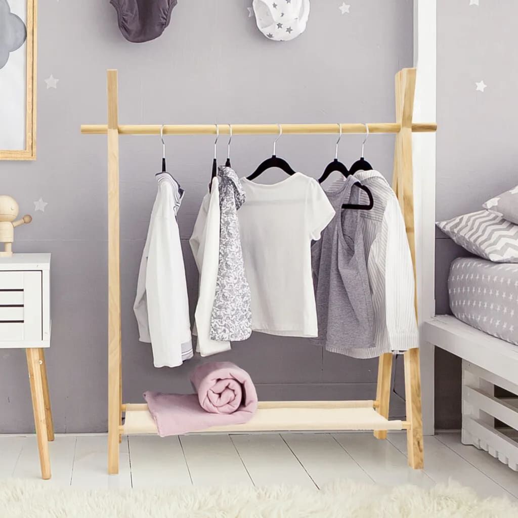Storage solutions Παιδική Κρεμάστρα Ρούχων με 1 Ράφι από Ξύλο Πεύκου
