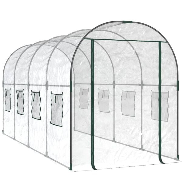 vidaXL Θερμοκήπιο Διαφανές 160x400x190 εκ. PVC & Χάλυβας Ηλεκτρ. Βαφή