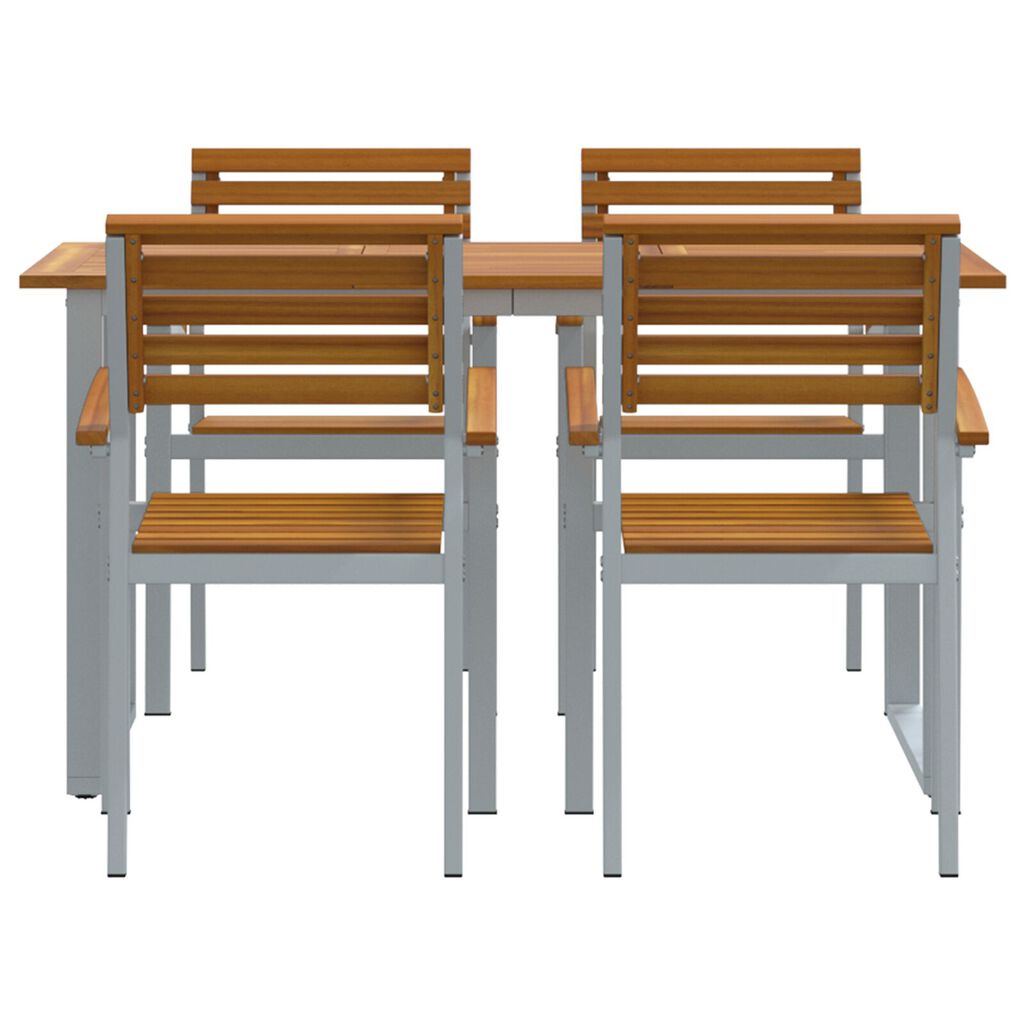 vidaXL Σέτ φαγητού για κήπο 5 pcs Γκρι και καφέ Μασίφ ξύλο ακακίας