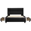 vidaXL Πλαίσιο Κρεβατιού με LED Μαύρο 100x200 εκ. Συνθετικό Δέρμα