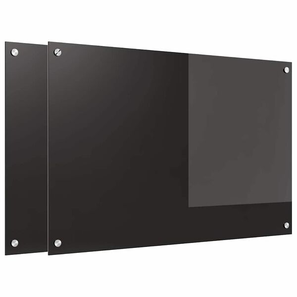 vidaXL Πίσω Πάνελ Κουζίνας Μαύρο 90 x 60 cm σκληρυμένο γυαλί