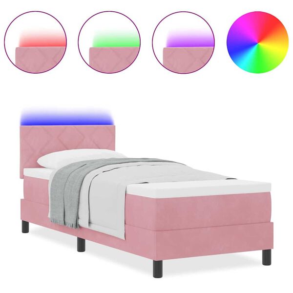 vidaXL Κρεβάτι με ελατήρια με στρώμα Ροζ 80 x 200 cm Βελούδο