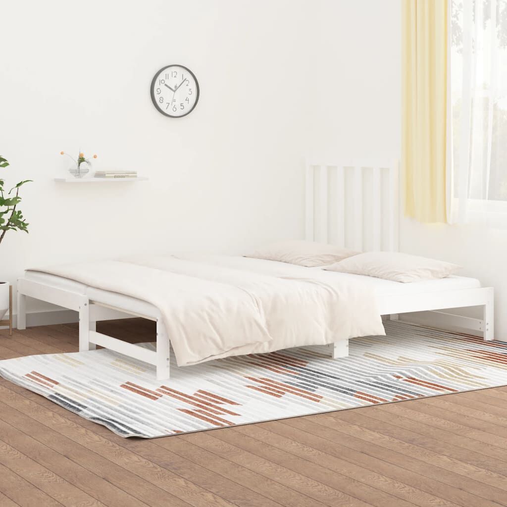 vidaXL Καναπές Κρεβάτι Συρόμενος Λευκός 2x(90x200) εκ. Μασίφ Πεύκο