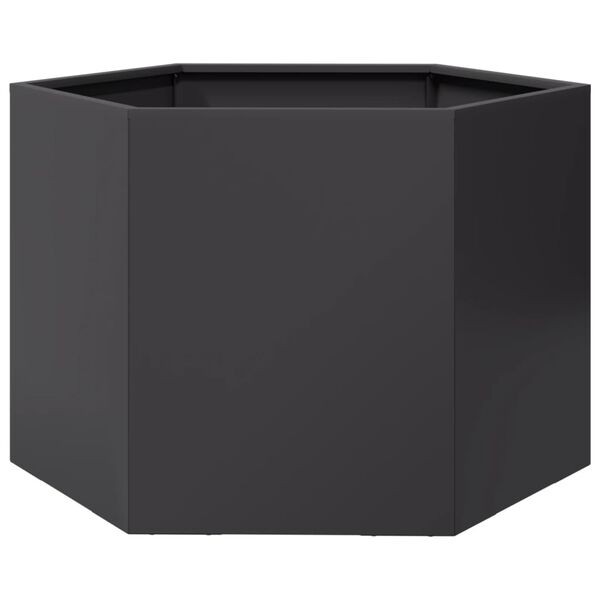 vidaXL Ζαρντινιέρα Κήπου Εξάγωνη Μαύρη 69x60x45 εκ. Ατσάλι