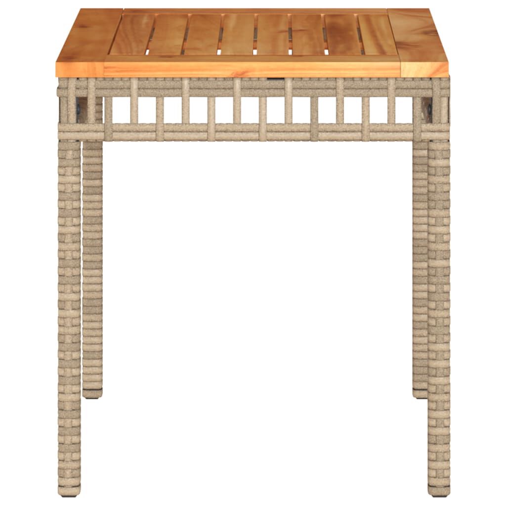 vidaXL Τραπέζι Κήπου Μπεζ 38x38x42 εκ. Συνθετικό Ρατάν & Ξύλο Ακακίας
