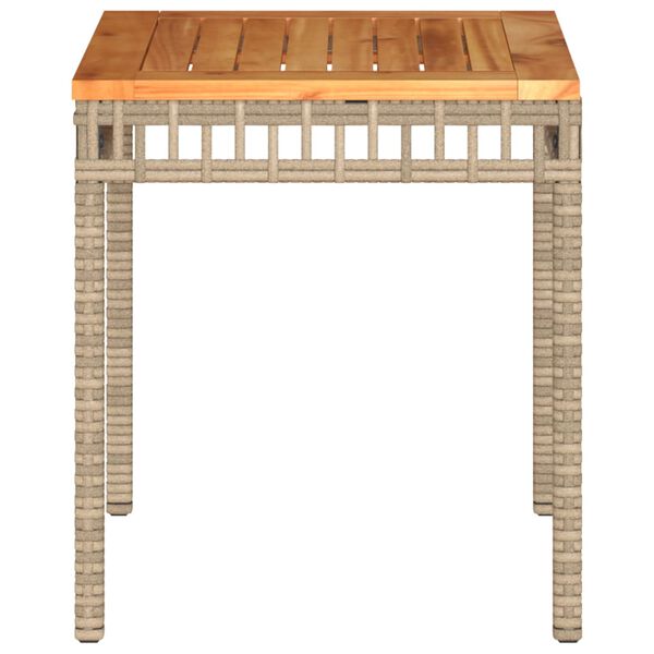 vidaXL Τραπέζι Κήπου Μπεζ 38x38x42 εκ. Συνθετικό Ρατάν & Ξύλο Ακακίας