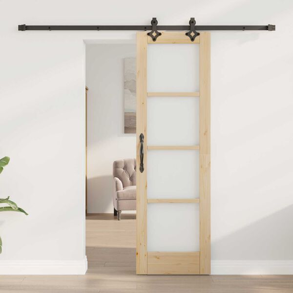 vidaXL Συρόμενη Πόρτα Καφέ 61 x 198.5 εκ. Ξύλο και μέταλλο