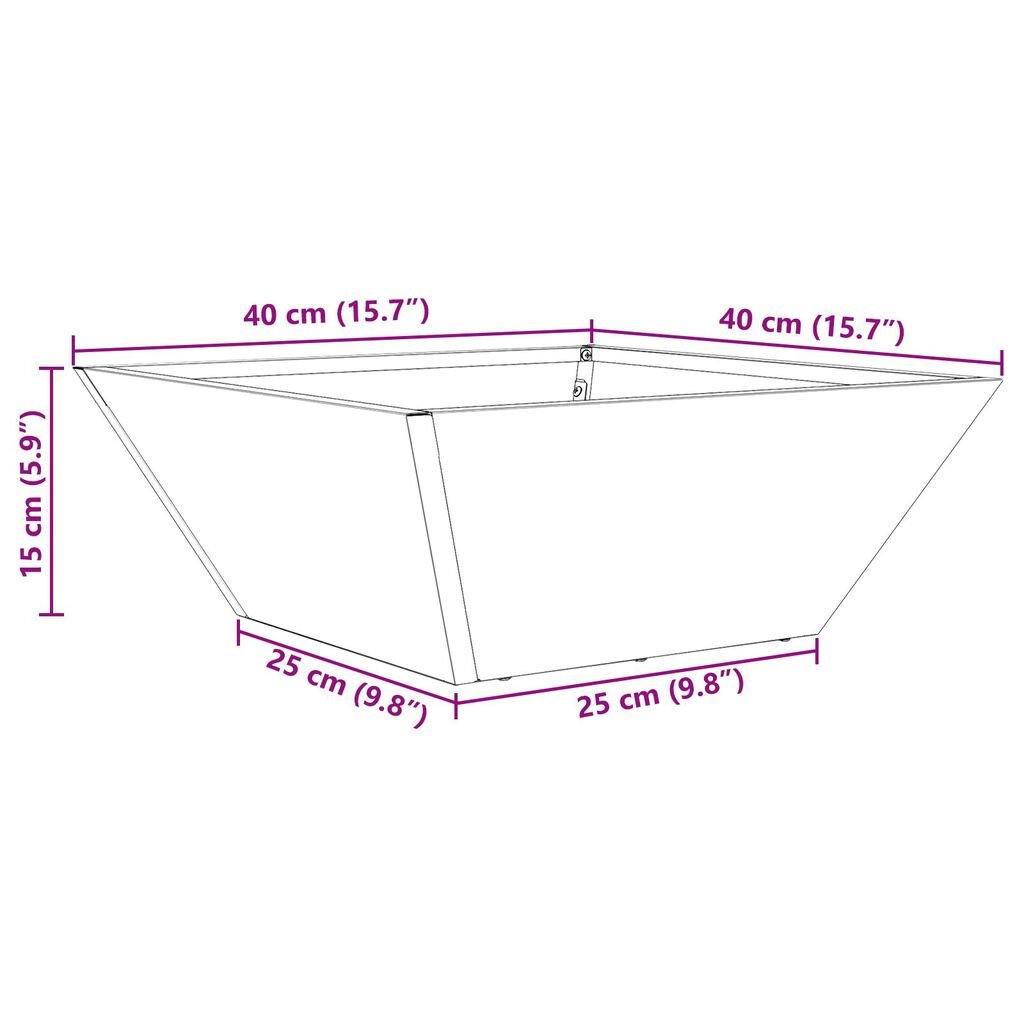 vidaXL Μεταλλική γλάστρα Ελιά Μέταλλο 40 x 40 x 15 εκ. Ορθογώνια