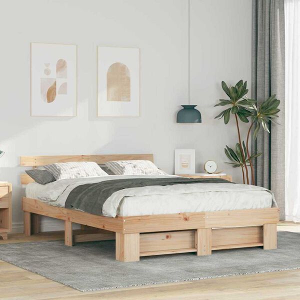 vidaXL Σκελετός Κρεβατιού Καφέ 160 x 200 cm Μασίφ ξύλο πεύκου