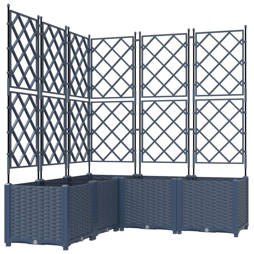 vidaXL Γλάστρα Κήπου με Τρέλλις 5 τμχ Γκρι 120x120x143 εκ