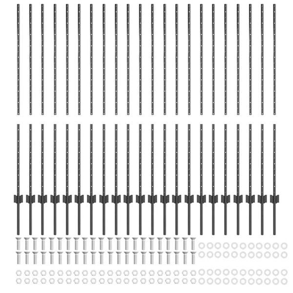 vidaXL Πό posts φράχτη 44 pcs Γκρι 180 cm Ατσάλι