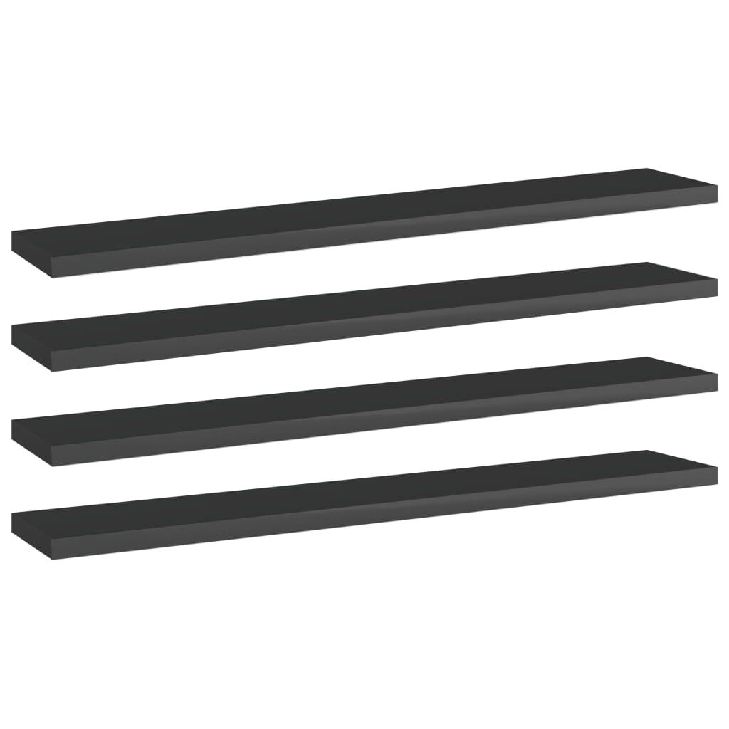 vidaXL Ράφια Βιβλιοθήκης 4 τεμ. Γυαλ. Μαύρο 60x10x1,5 εκ. Μοριοσανίδα
