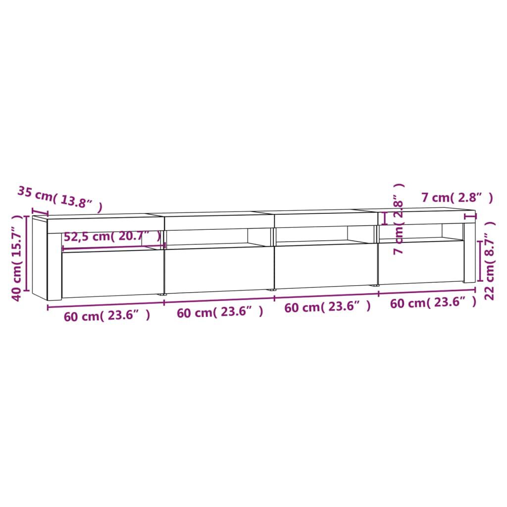 vidaXL Έπιπλο Τηλεόρασης με LED Γκρι Σκυροδέματος 240 x 35 x 40 εκ.