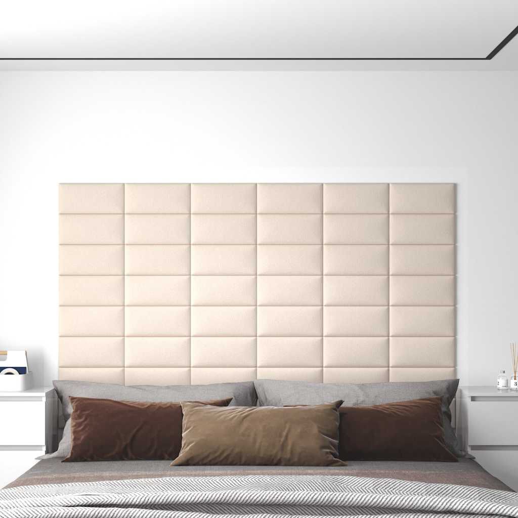 vidaXL Πάνελ Τοίχου 12 τεμ. Λευκό 30 x 15 εκ. 0,54 μ² Βελούδινα