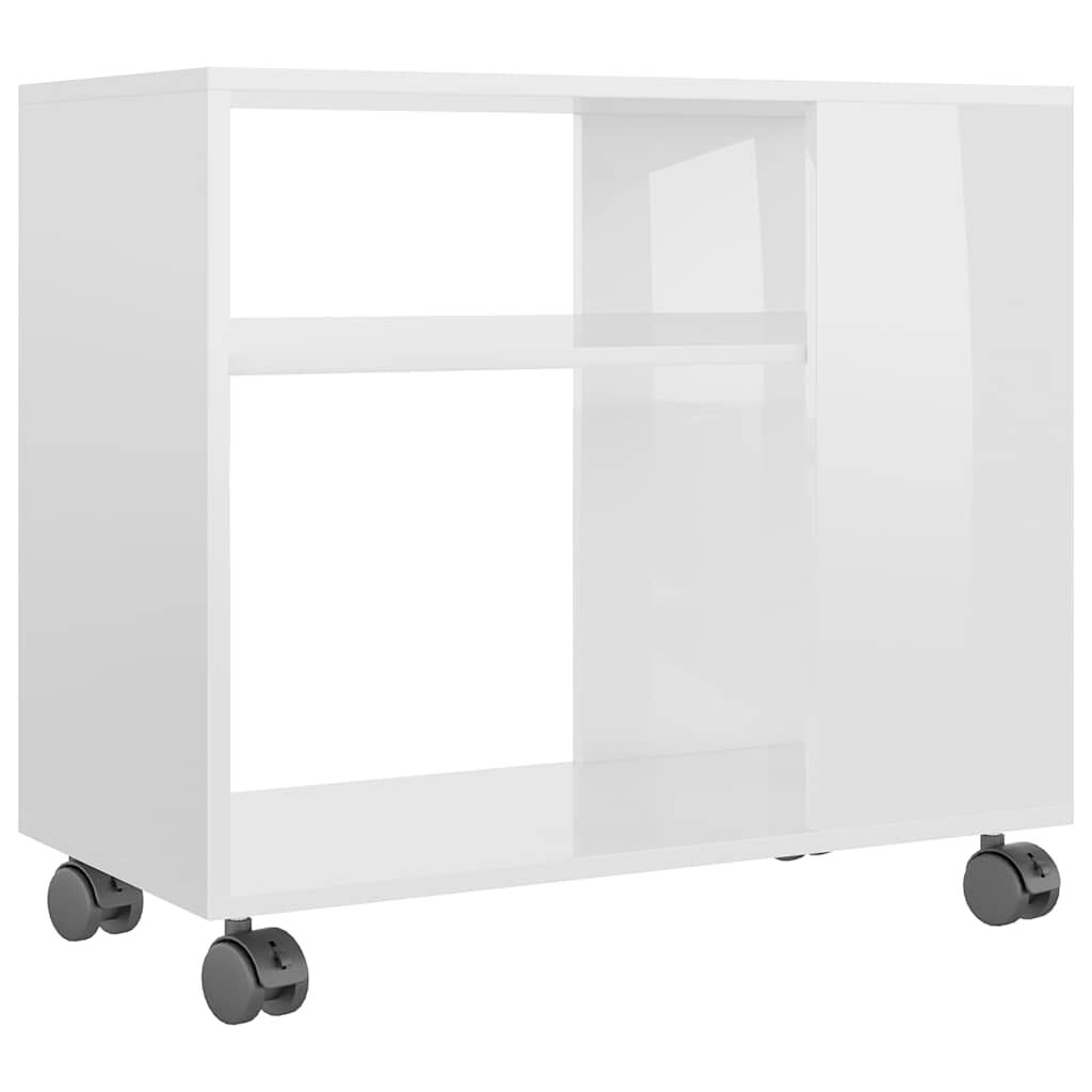 vidaXL Τραπέζι Βοηθητικό Γυαλιστ.Λευκό 70x35x55 εκ. Επεξεργασμένο Ξύλο