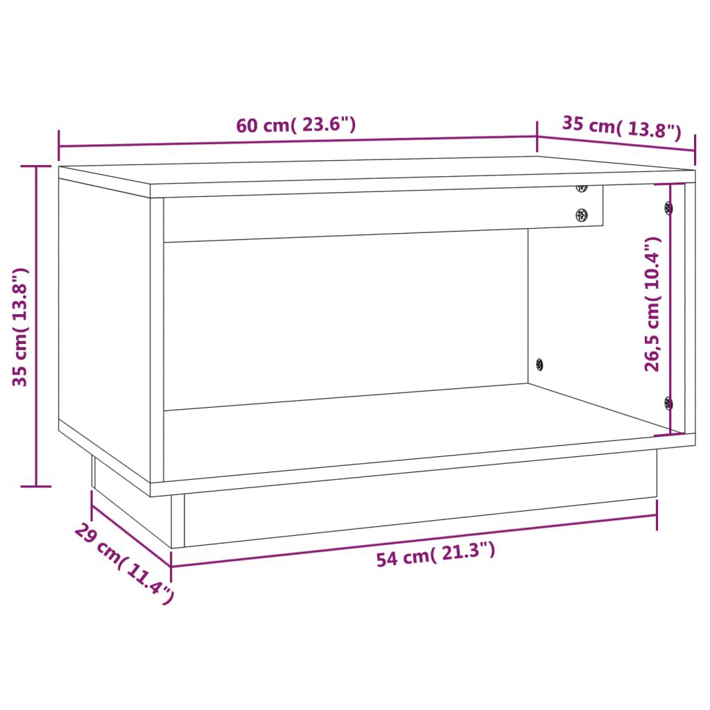 vidaXL Έπιπλο Τηλεόρασης Μαύρο 60 x 35 x 35 εκ. από Μασίφ Ξύλο Πεύκου