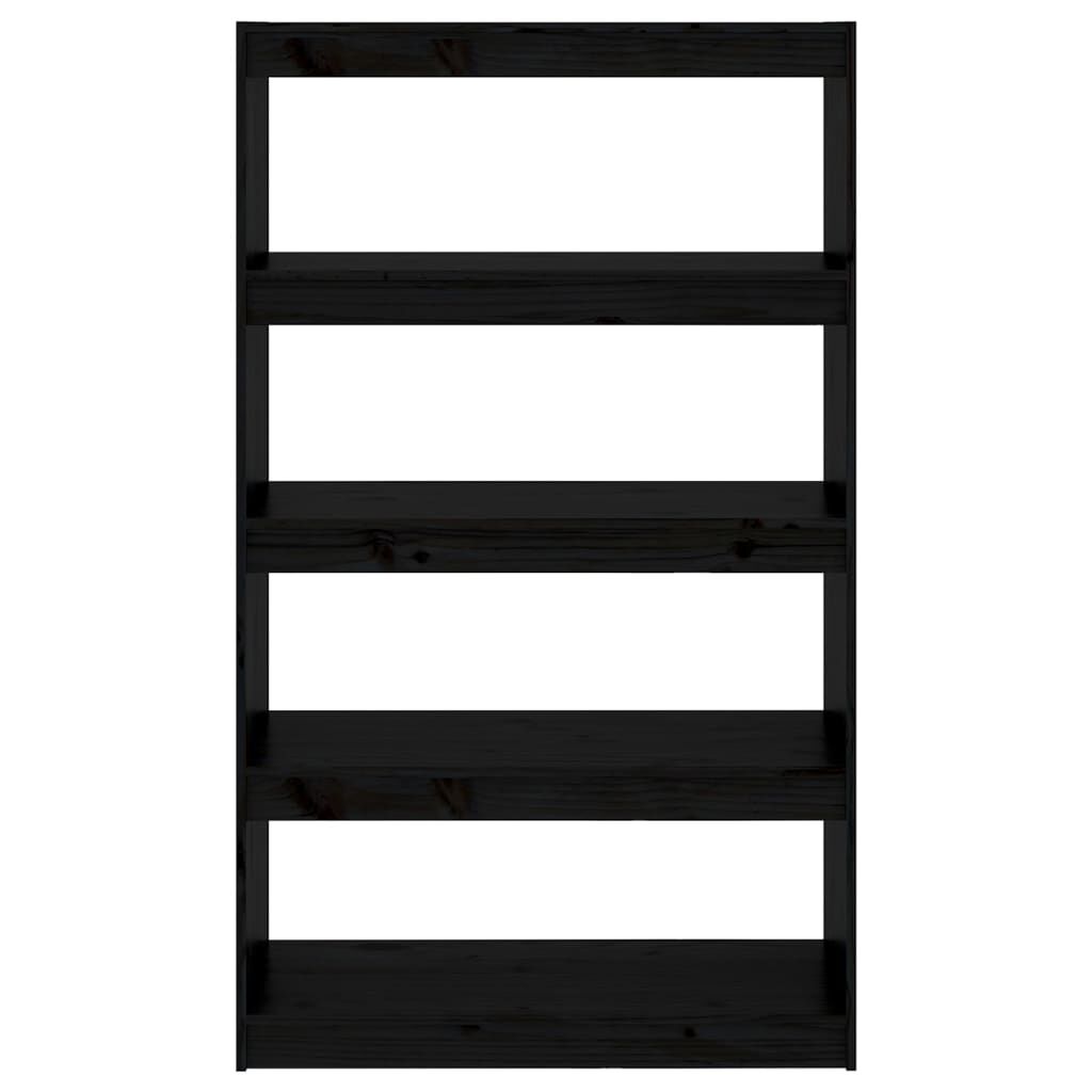 vidaXL Βιβλιοθήκη/Διαχωριστικό Χώρου Μαύρη 80x30x135,5 εκ. Μασίφ Πεύκο