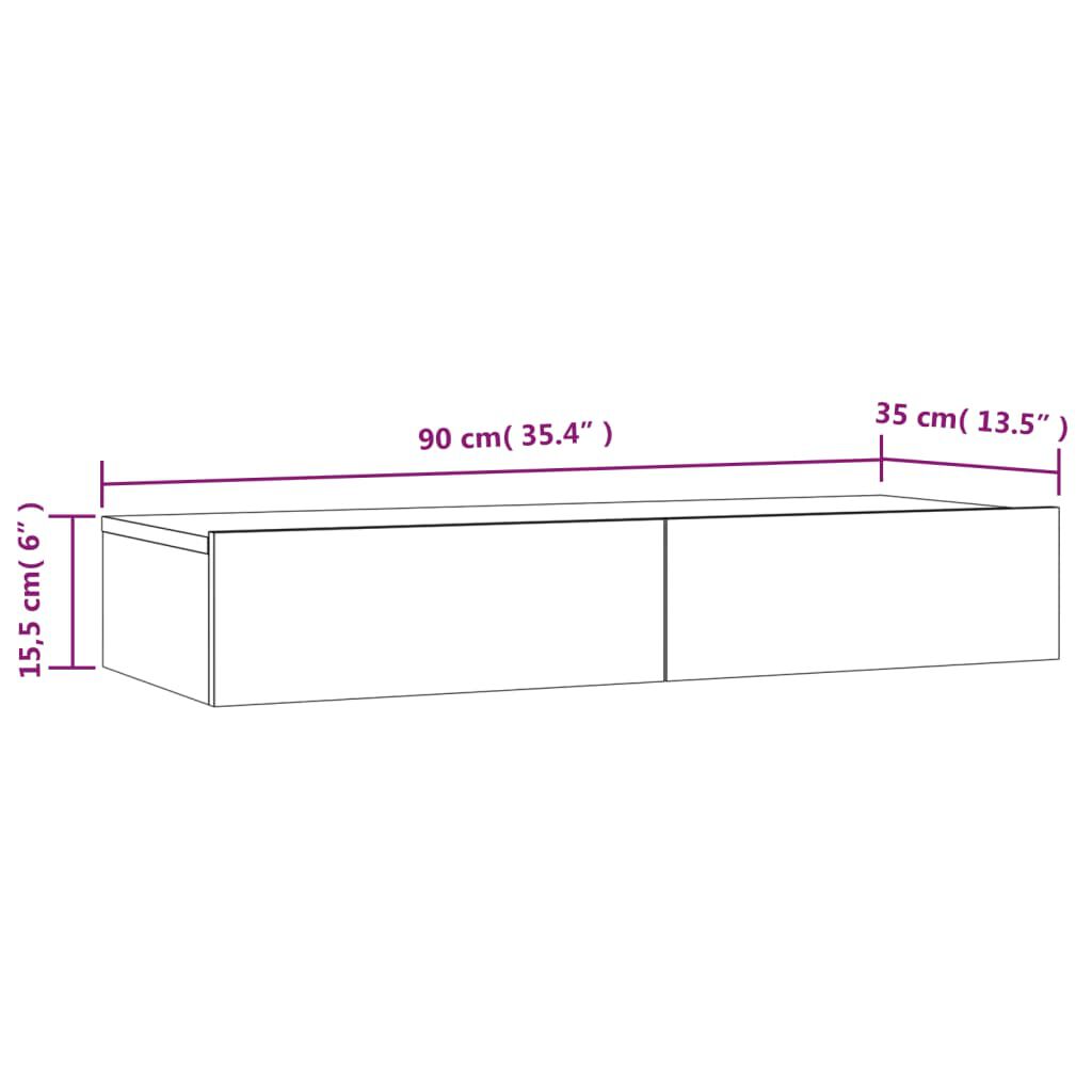 vidaXL Έπιπλο Τηλεόρασης με LED Γκρι 90x35x15,5 εκ.