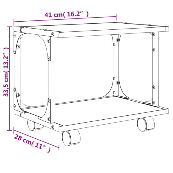 vidaXL Βάση Εκτυπωτή 2 Επιπέδων Μαύρη 41x28x33,5 εκ Επεξεργασμένο Ξύλο