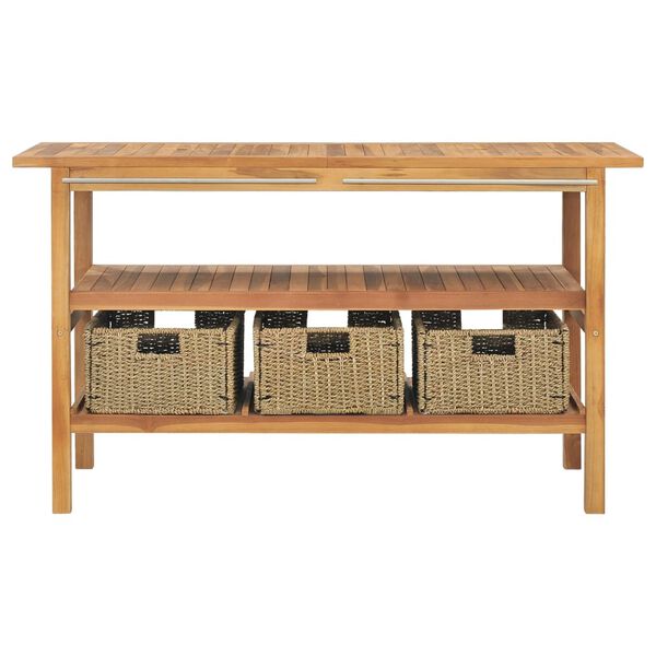 vidaXL Έπιπλο Μπάνιου 132x45x75 εκ. από Μασίφ Ξύλο Teak με 3 Καλάθια