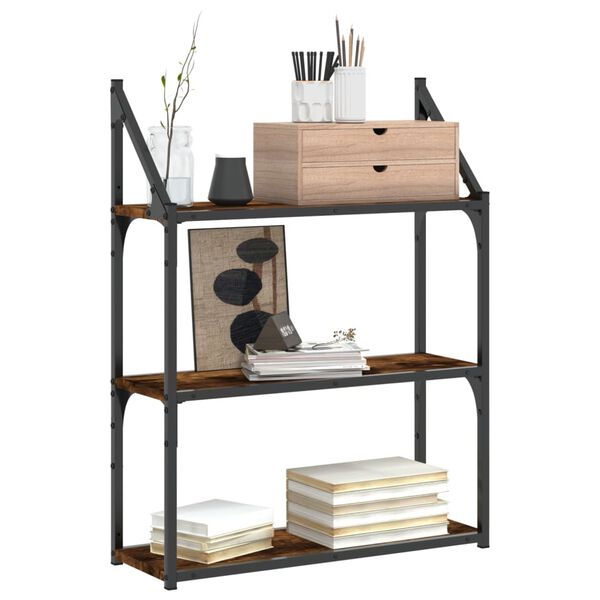 vidaXL Ραφιέρα Τοίχου με 3 Ράφια Καπνιστή Δρυς Επεξ. Ξύλο